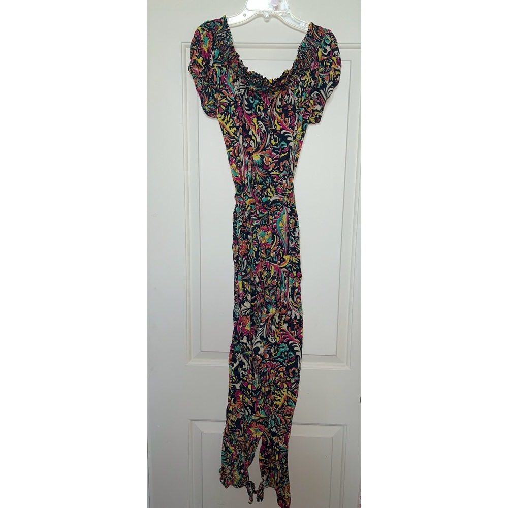 Anthropologie Navy Multicolor Paisley Jumpsuit - S